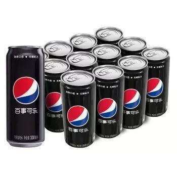 百事可乐 无糖黑罐 Pepsi碳酸饮料 330ml*24罐 *4件