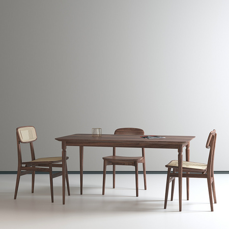 西来古镇 CZ906 全白蜡木实木餐桌 1.5M