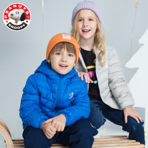 史努比 儿童短款连帽羽绒服 90%白鸭绒