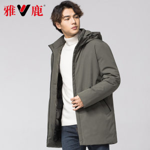 雅鹿 男士加厚中长款 工装夹克棉服