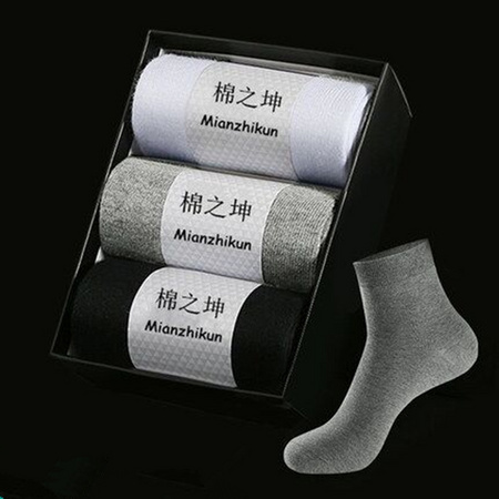 棉之坤 T816 男士中筒袜 3双