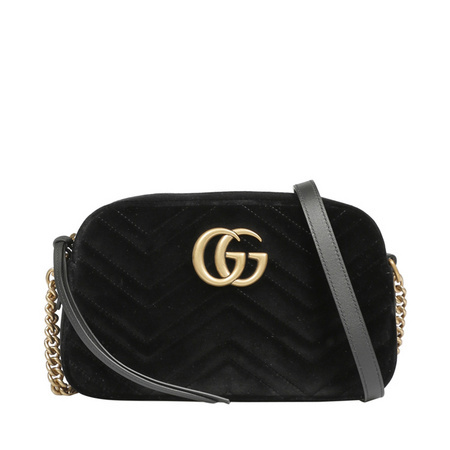 GUCCI 古驰 GG Marmont系列 447632 黑色天鹅绒斜挎包