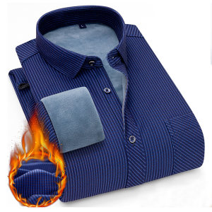 闪御 男士冬季加绒加厚 保暖条纹/方格衬衫