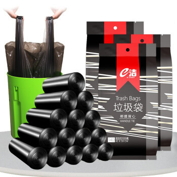 京东PLUS会员：e洁 手提黑色垃圾袋 45*59cm15卷 *3件
