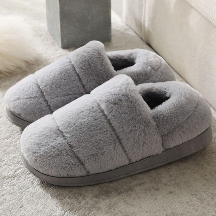 柯嘉怡 男女防滑包跟棉拖鞋 兔毛款 多色可选