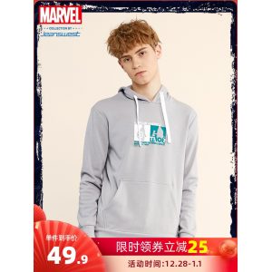 真维斯 漫威联名款 男士加绒印花连帽卫衣
