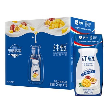 MENGNIU 蒙牛 纯甄 常温风味酸牛奶 芒果百香果口味 200g*16盒 *5件