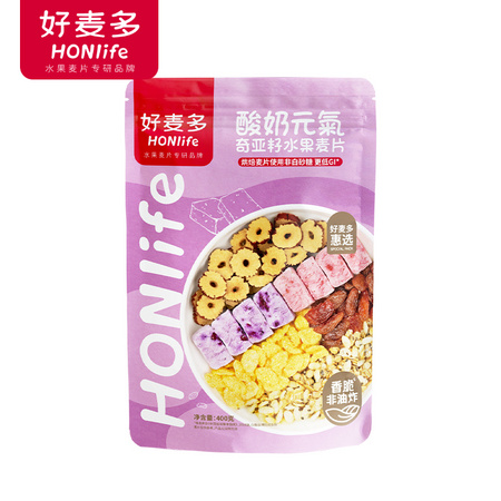 HONlife 好麦多 奇亚籽酸奶元气多多水果麦片 400g