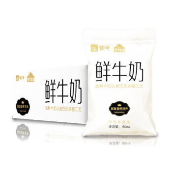 限地区：MENGNIU 蒙牛 透明小白袋 鲜牛奶 180ml*12袋 *6件