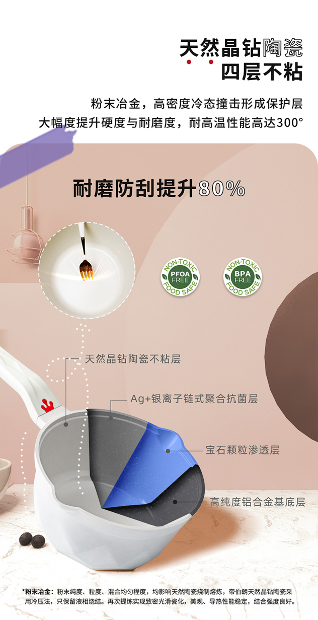 有颜有料，食品级硅胶多用盖：18cm 英国 帝伯朗 焕彩晶钻陶瓷不粘锅 券后99元起包邮 买手党-买手聚集的地方