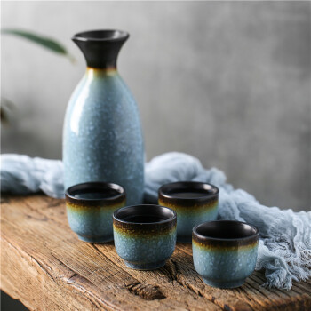 京东PLUS会员：佳佰 石兰清酒具套装 日式陶瓷酒盅 5件套 *3件