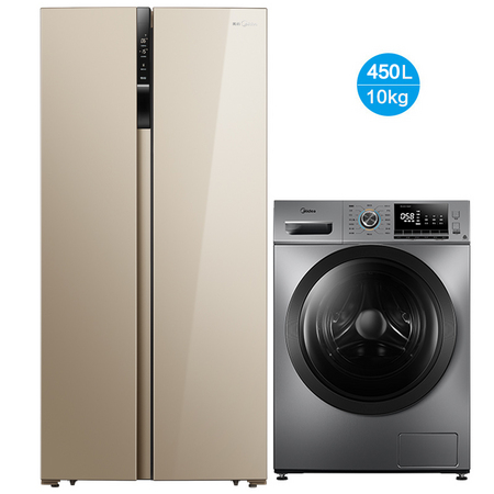 聚划算百亿补贴：Midea 美的 BCD-450WKZM(E)+MG100VT55DY 冰洗套装