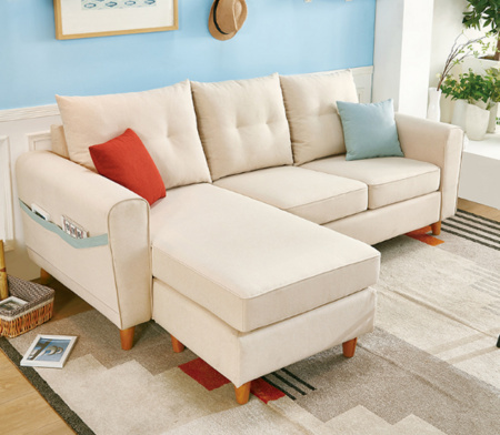 QuanU 全友家居 102289 可拆洗布艺沙发 三人位+脚凳
