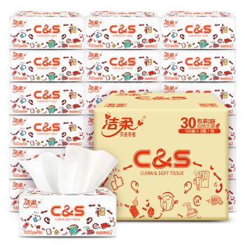 22点开始、京东PLUS会员：C&S 洁柔 原生木浆抽纸 3层100抽*30包（195*123mm） *2件