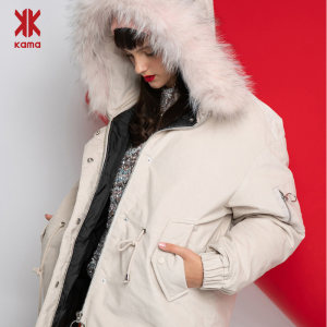 KAMA 卡玛 男式中长款加厚连帽羽绒服