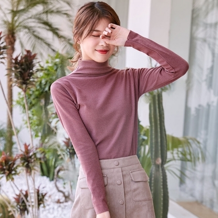 朵梵沃 女士半高领打底衫