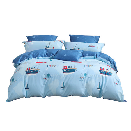 MERCURY 水星家纺 小海船 儿童全棉卡通三件套 1.2m床