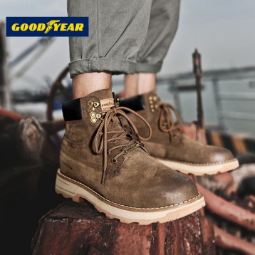 148元包邮！GOODYEAR 固特异 凡尔登系列 男款真皮马丁靴高帮工装鞋