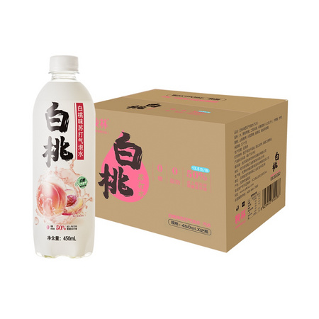 88VIP：秋林 白桃味苏打水 450ml*12瓶 *5件