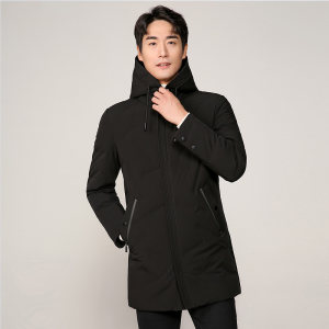 波司登旗下 冰洁 男士中长款连帽羽绒服 90%含绒量