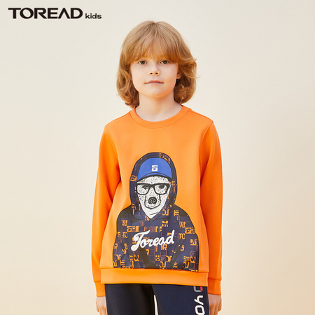 TOREAD kids 探路者 中大童印花弹力长袖卫衣