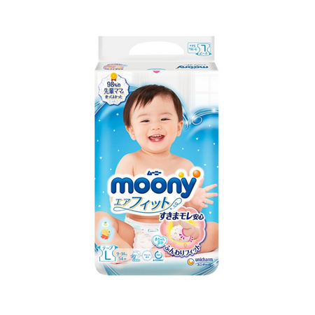 88VIP：moony 尤妮佳 畅透系列 婴儿纸尿裤 L 54片 *4件