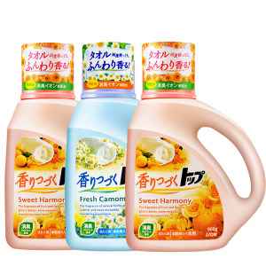 日本原装进口 狮王 TOP 无荧光剂 持久香氛柔顺洗衣液 900g*3瓶