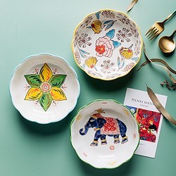 芯光秀 釉下彩陶瓷沙拉碗 400ml *2件