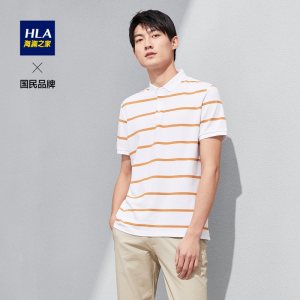 海澜之家 男士修身珠地棉 条纹商务休闲Polo衫