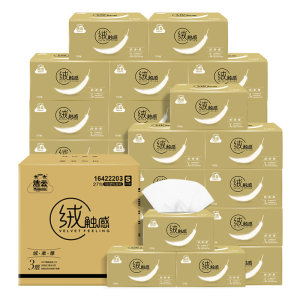 天猫超市 洁云 绒触感抽纸 3层*120抽*27包/箱