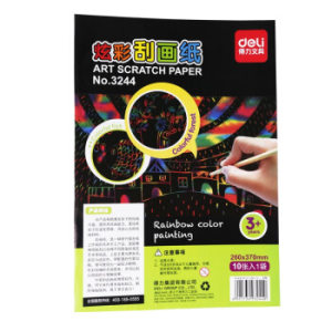 deli 得力 3244 儿童趣味炫彩刮画纸 10张/袋 260*370mm *5件