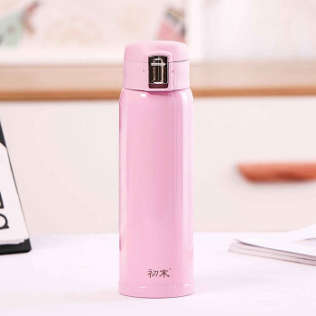 京东PLUS会员：初末 便携式简约保温杯不锈钢 460ml粉色 +凑单品