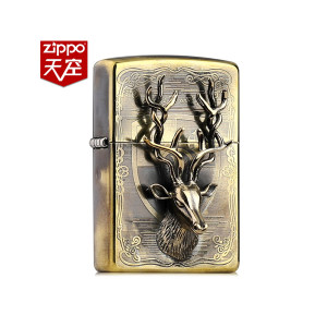 美国原机进口 Zippo 20春季新款 铜盔甲一鹿有你立体浮雕 16孔防风打火机 268元夏日价 直降45元