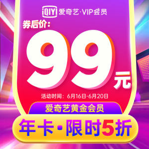 爱奇艺 vip黄金会员年卡 12个月 电脑+手机+平板
