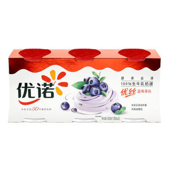 Yolplait/ 优诺 优丝 蓝莓果粒风味发酵乳酸奶 135g*3杯 *14件