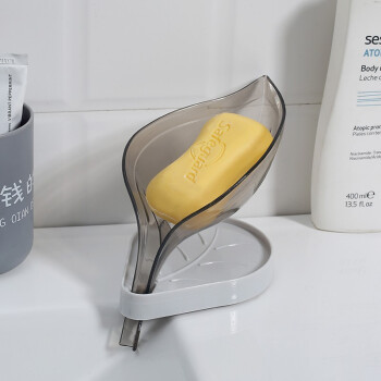 煜文 创意树叶肥皂盒 透明灰 *3件