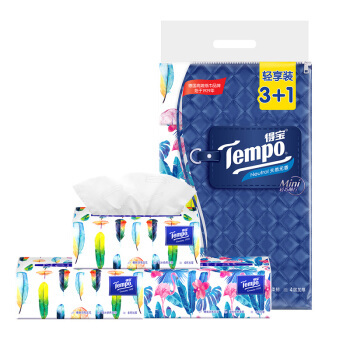 88VIP：Tempo 得宝 Mini系列 抽纸 4层80抽4包（133mm*195mm） *12件