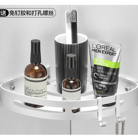 蓝牡丹 免打孔浴室三角置物架 三角款单层