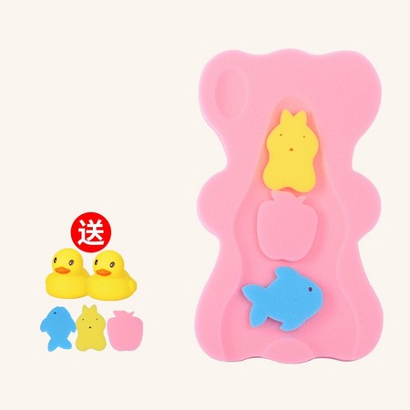 米蓝猫 婴儿宝宝洗澡海绵浴垫 送2个小黄鸭+3个海绵擦