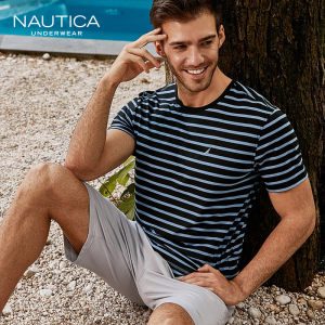 美国 Nautica 诺帝卡 男士竹纤维弹力条纹T恤