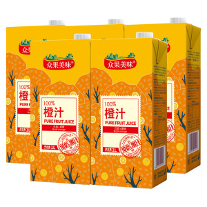 众果美味 巴西进口香橙 100%橙汁 1L