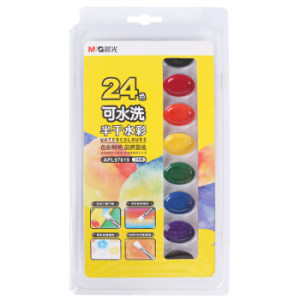 M&G 晨光 APL97619 可洗半干水彩固体颜料 24色/盒 *9件