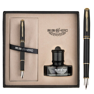 HERO 英雄 5020 黑砂铱金钢笔+墨水礼盒套装