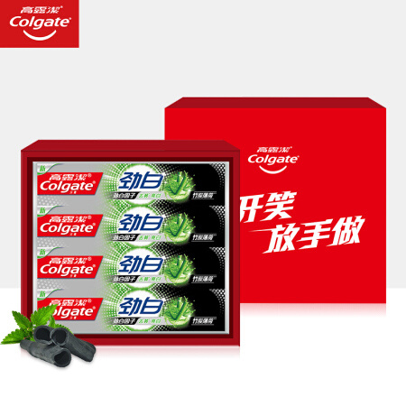 限地区：Colgate 高露洁 放开笑放手做劲白牙膏礼盒（劲白竹炭薄荷牙膏120g×4） *5件