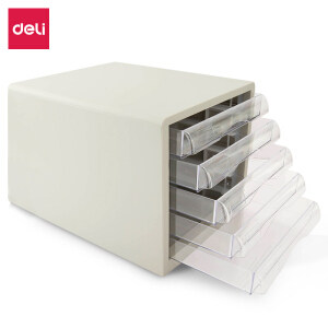 deli 得力 9775 五层手拉桌面文件柜 灰色 *4件+凑单品