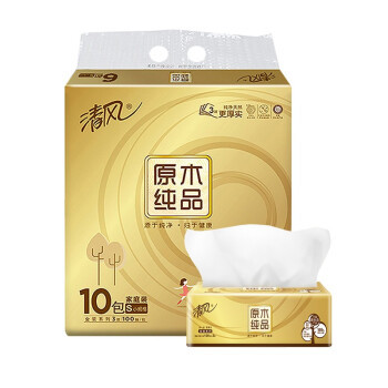 Breeze 清风 原木纯品金装系列 抽纸 3层*120抽*9包（188*136mm）