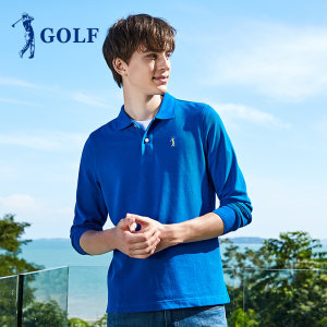 美国 GOLF 男士100%长绒棉 商务休闲长袖Polo衫