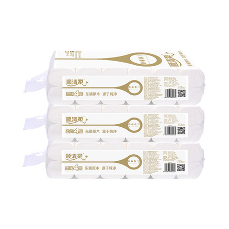 88VIP：顺清柔 无芯卷纸 4层36卷 共2700g *3件
