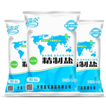 海湾 无碘精制海盐 350g*6袋