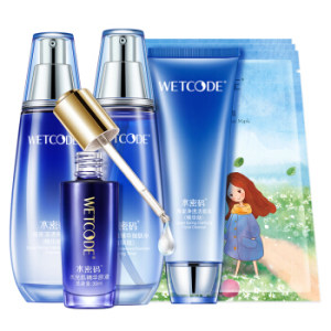 WETCODE 水密码 海泉焕颜精华修护礼盒 (洁面120g+水120ml+乳120ml+精华30ml+面膜3片)赠 眼部精华乳20g